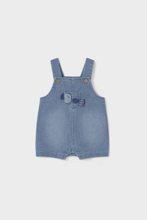 Yazlık Erkek Bebek Kısa Denim Tulum Mavi - Thumbnail