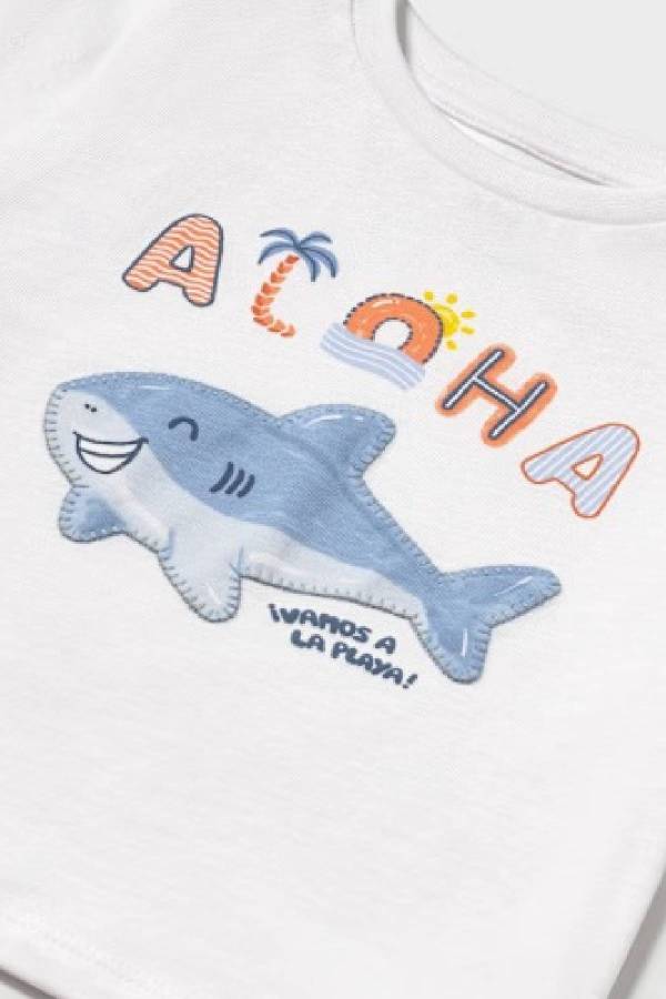 Yazlık Erkek Bebek Kısa Kol T-shirt Beyaz