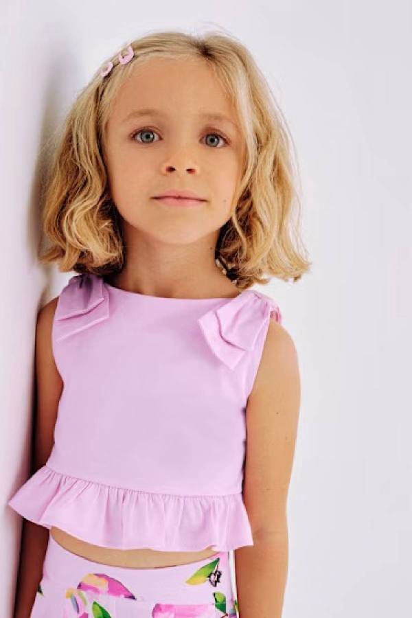 Yazlık Fiyonk Detaylı Pembe Crop