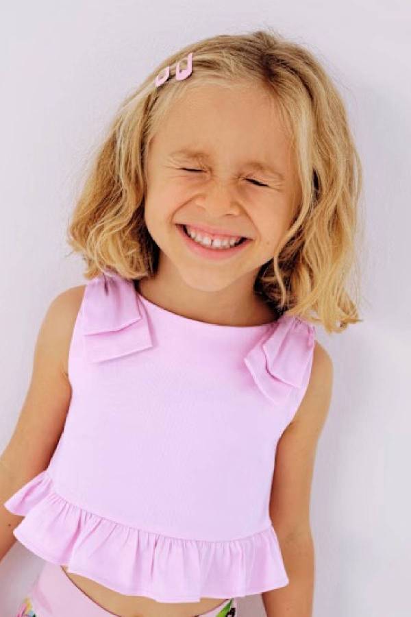 Yazlık Fiyonk Detaylı Pembe Crop