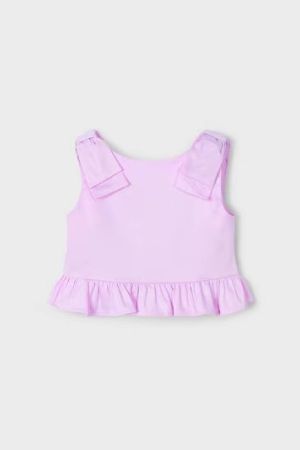 Yazlık Fiyonk Detaylı Pembe Crop - Thumbnail