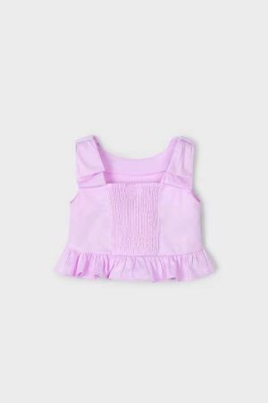Yazlık Fiyonk Detaylı Pembe Crop - Thumbnail