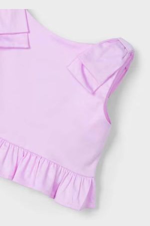 Yazlık Fiyonk Detaylı Pembe Crop - Thumbnail