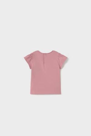 Yazlık Kız Kısa Kol T-shrit Pembe - Thumbnail